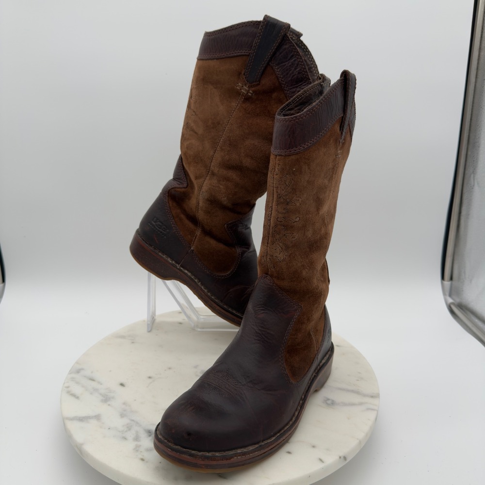UGG Kensington Tall Boots Womens 6 Brown Leather Suede Shearling Lined 5545 80CH